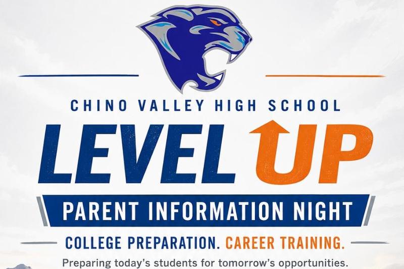 cougar logo advertising level up parent information night event - instructing them to check the calendar for more details