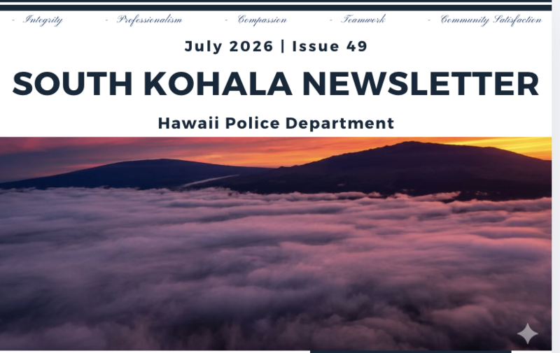 South Kohala Police Newsletter - July 2026
