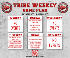 Tribe Weekly Sports Schedule