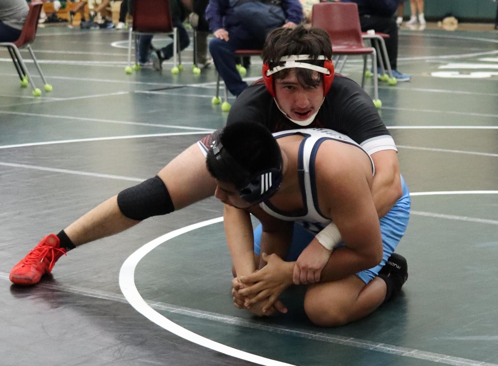 wrestlers in action at the Hawks invitational