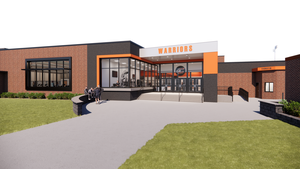 Architectural rendering of the proposed new gymnasium exterior