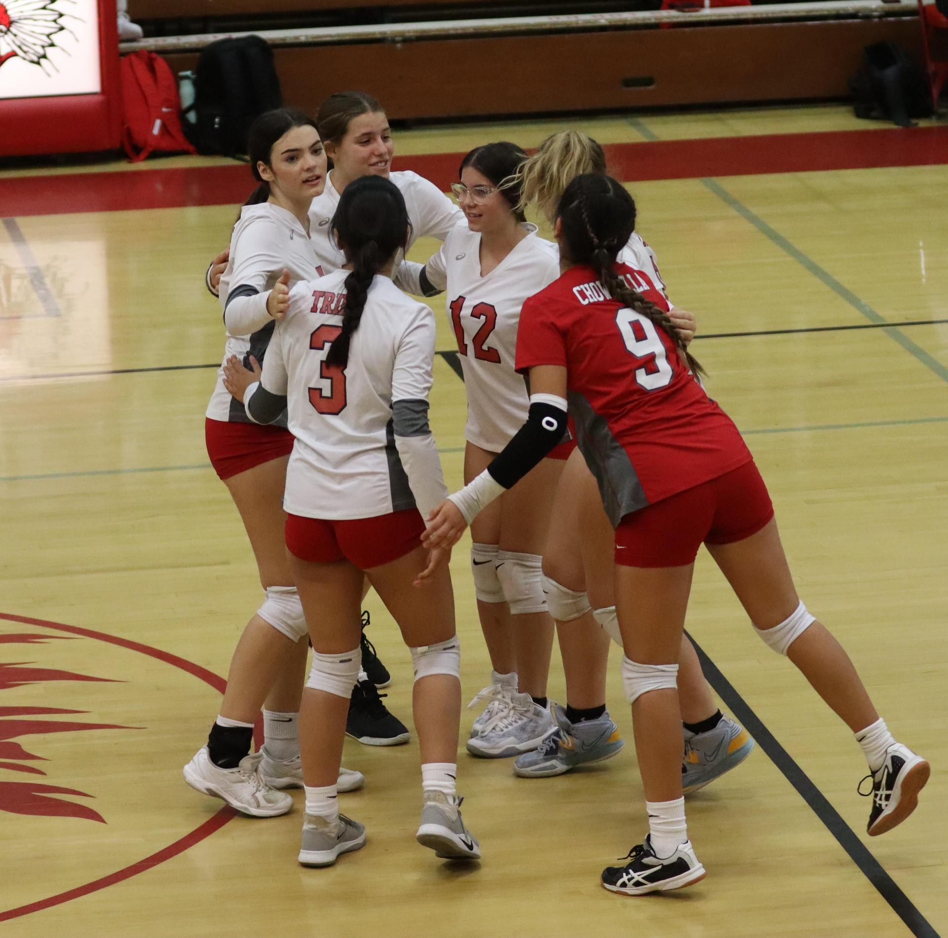 junior varsity girls playing volleyball against Mendota