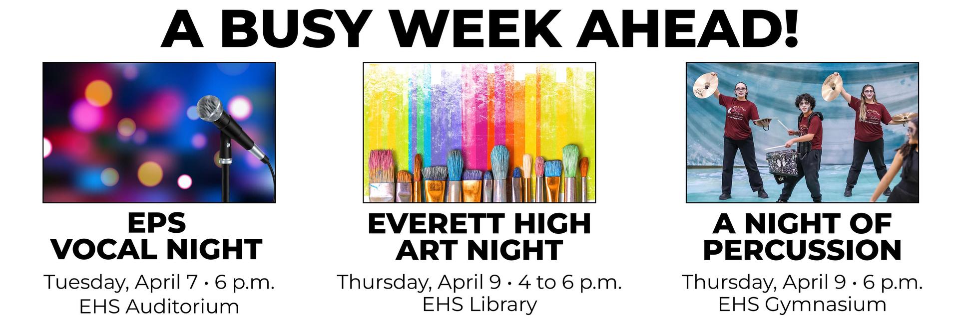 Event promotional banner featuring different activities and locations.