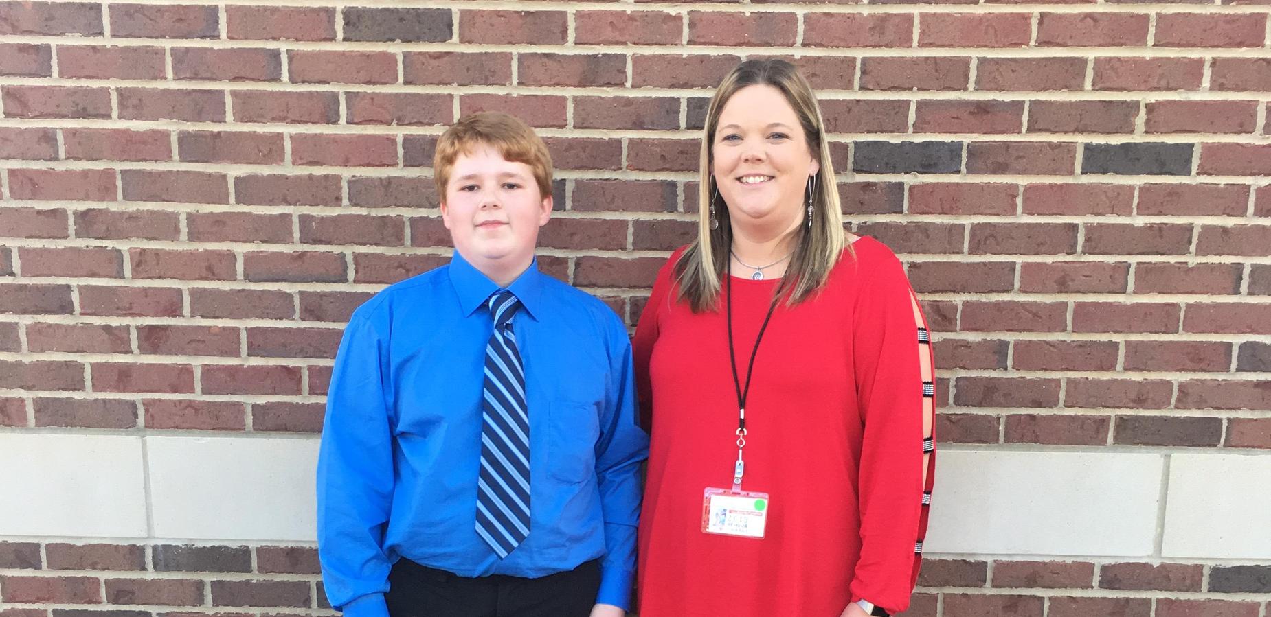 Burnsville Student Evan Null and Band teacher Mary Phillips