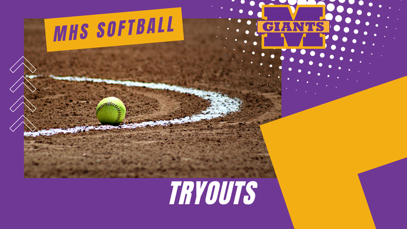 promo graphic - MHS softball tryouts