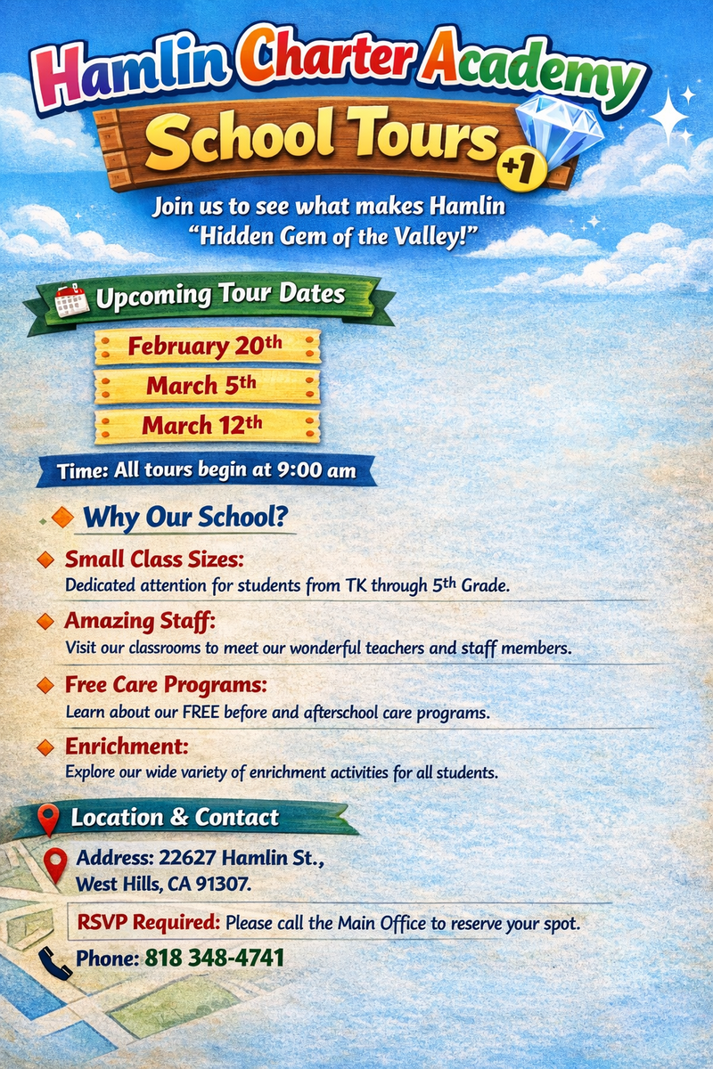 School Tours  |  Feb 20, March 5, March 12  |  9:00 am Featured Photo