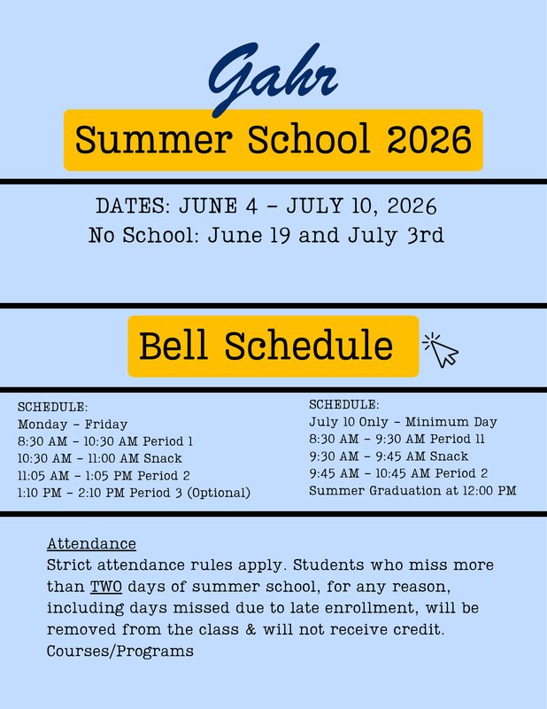 Summer School Schedule