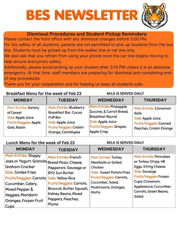 BES weekly newsletter for the week of 02/23/2026