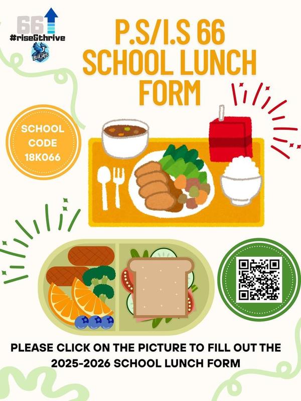 Please click on the picture to fill out the school lunch form for the 2025-2026 school year. It’s important that all students have a completed lunch form, as this is how our school will receive funding.