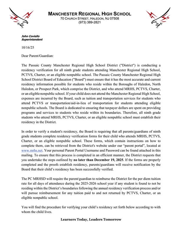 Residency Verification - Grade 9
