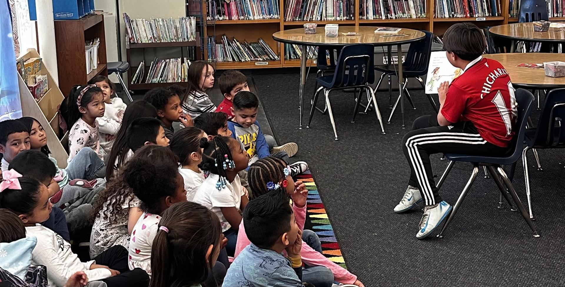 Students listening to a story