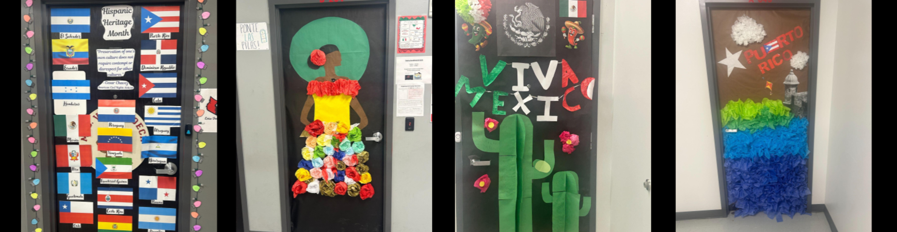 Door decorations for Hispanic Heritage month at MHS.