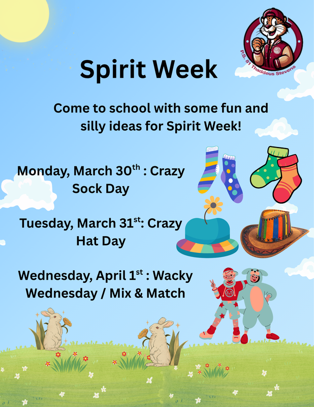 P.S. 81 Spirit Week flyer.