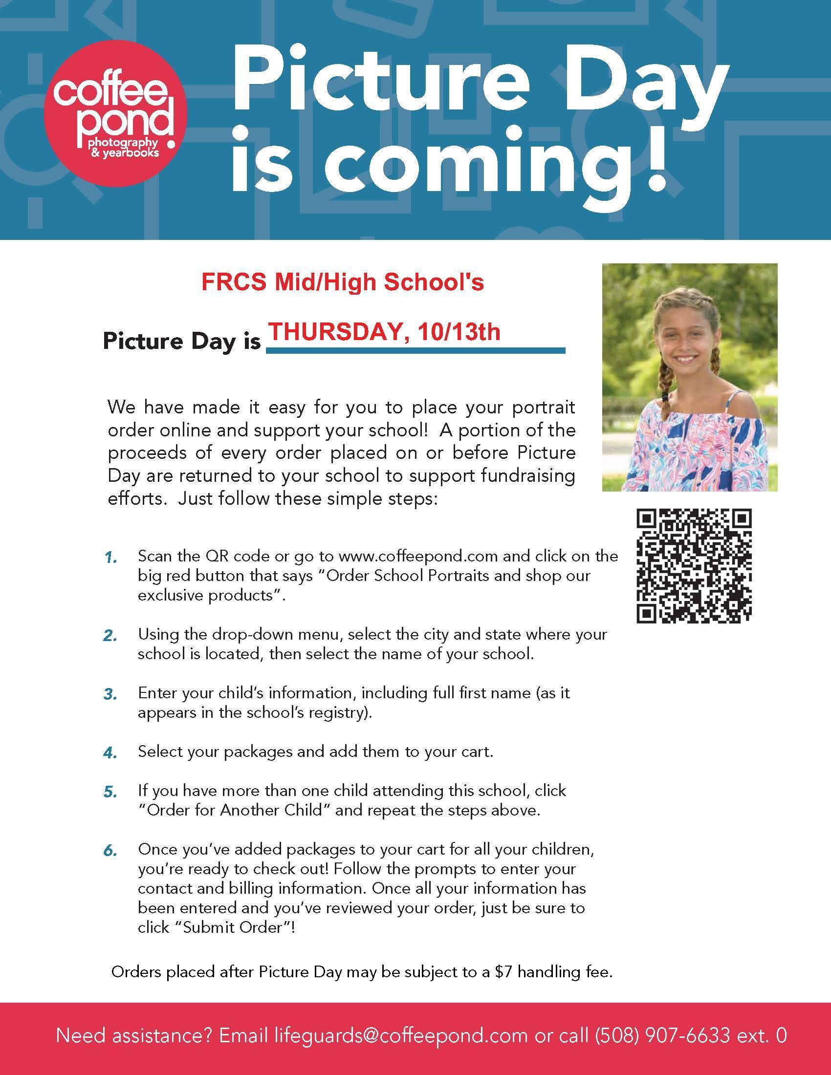 School Picture Days Wednesday 10/12 and Thursday 10/13 Foxborough