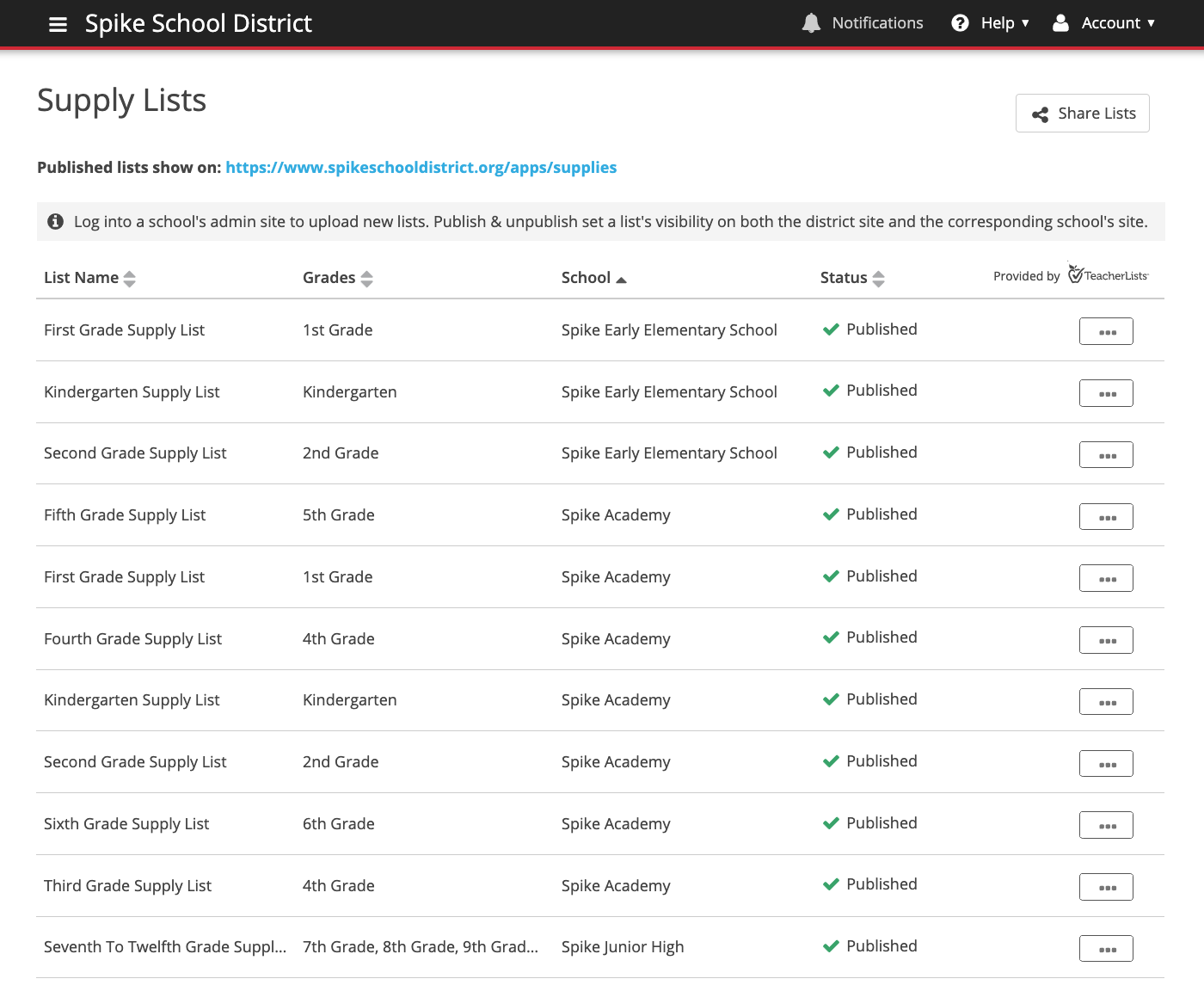 Supply Lists on District sites Edlio Help Center
