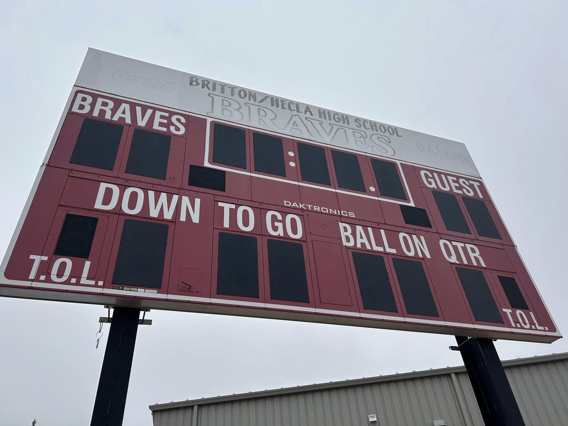 Britton-Hecla Football Scoreboard before the update