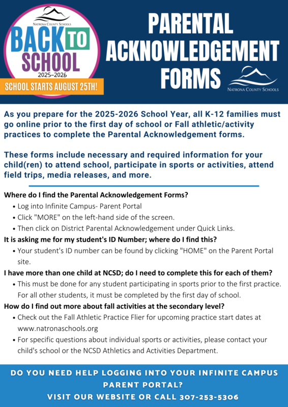 2025 Parental Acknowledgement Forms Flier
