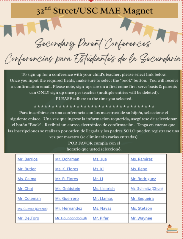 Secondary Parent Conferences