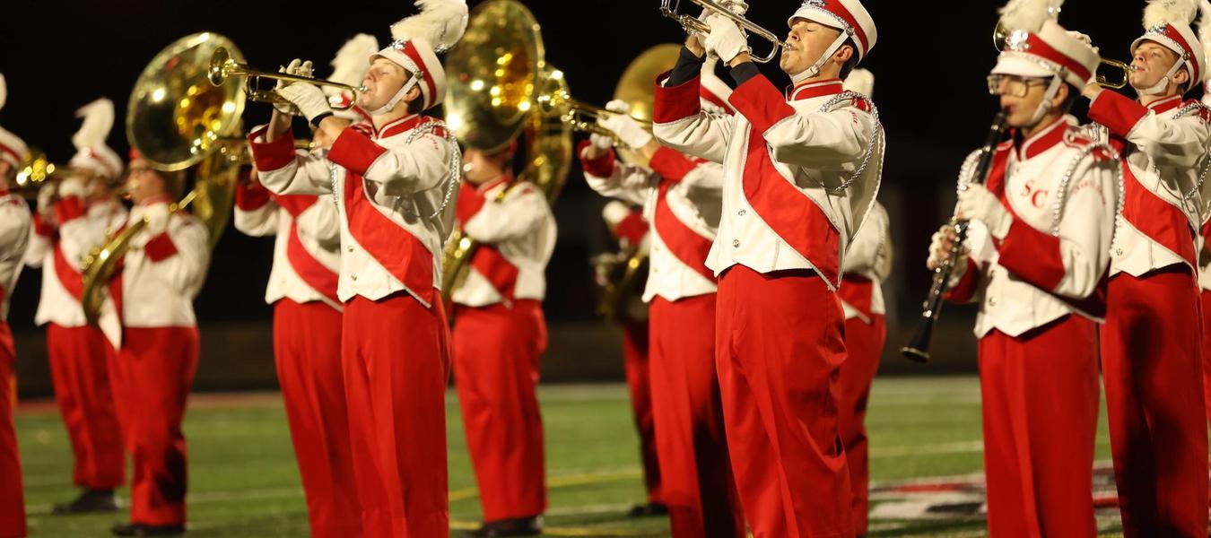 Dragon Marching Band playing during half time show performance