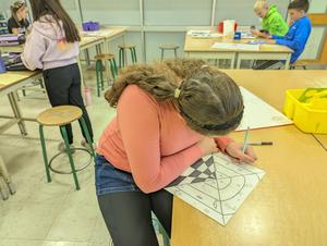 Sixth grade students have been working on drawing an aquarium