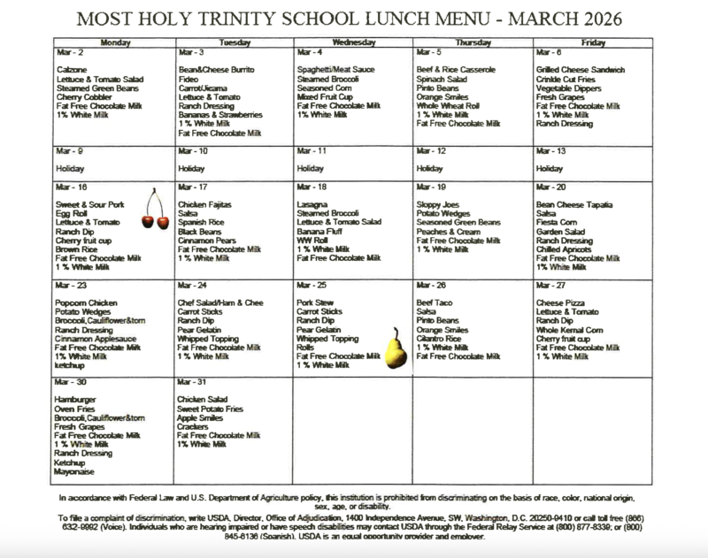 MARCH BREAKFAST & LUNCH MENUS Featured Photo