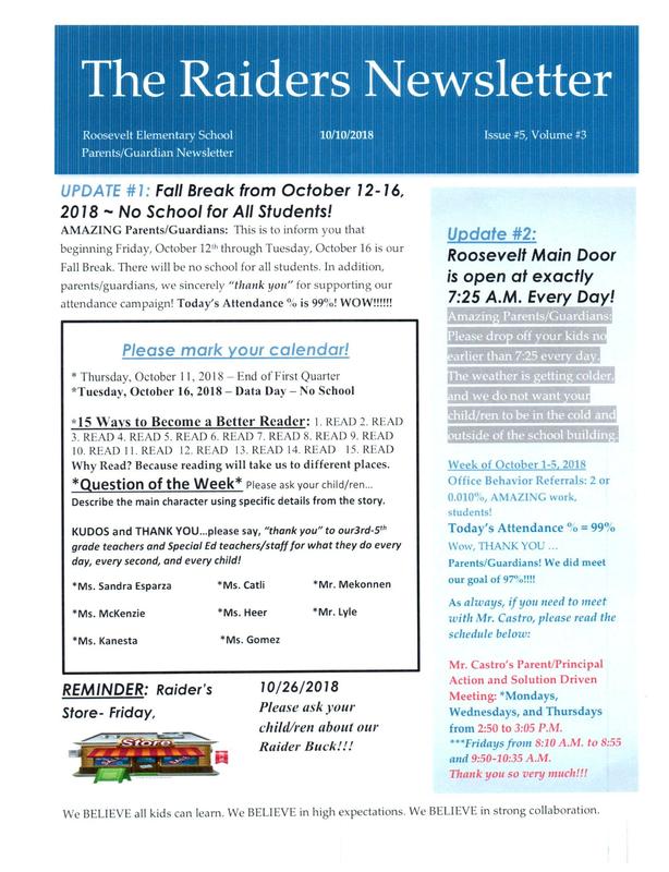 Roosevelt Raider Newletter Featured Photo