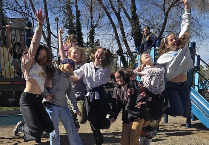 Kids jumping in air