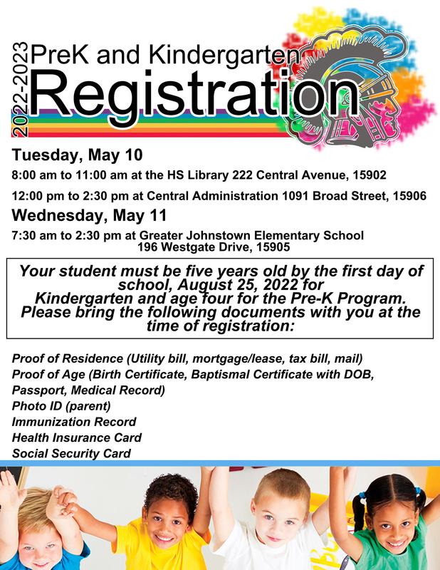 PreK and Kindergarten Registration 20222023 Greater Johnstown School