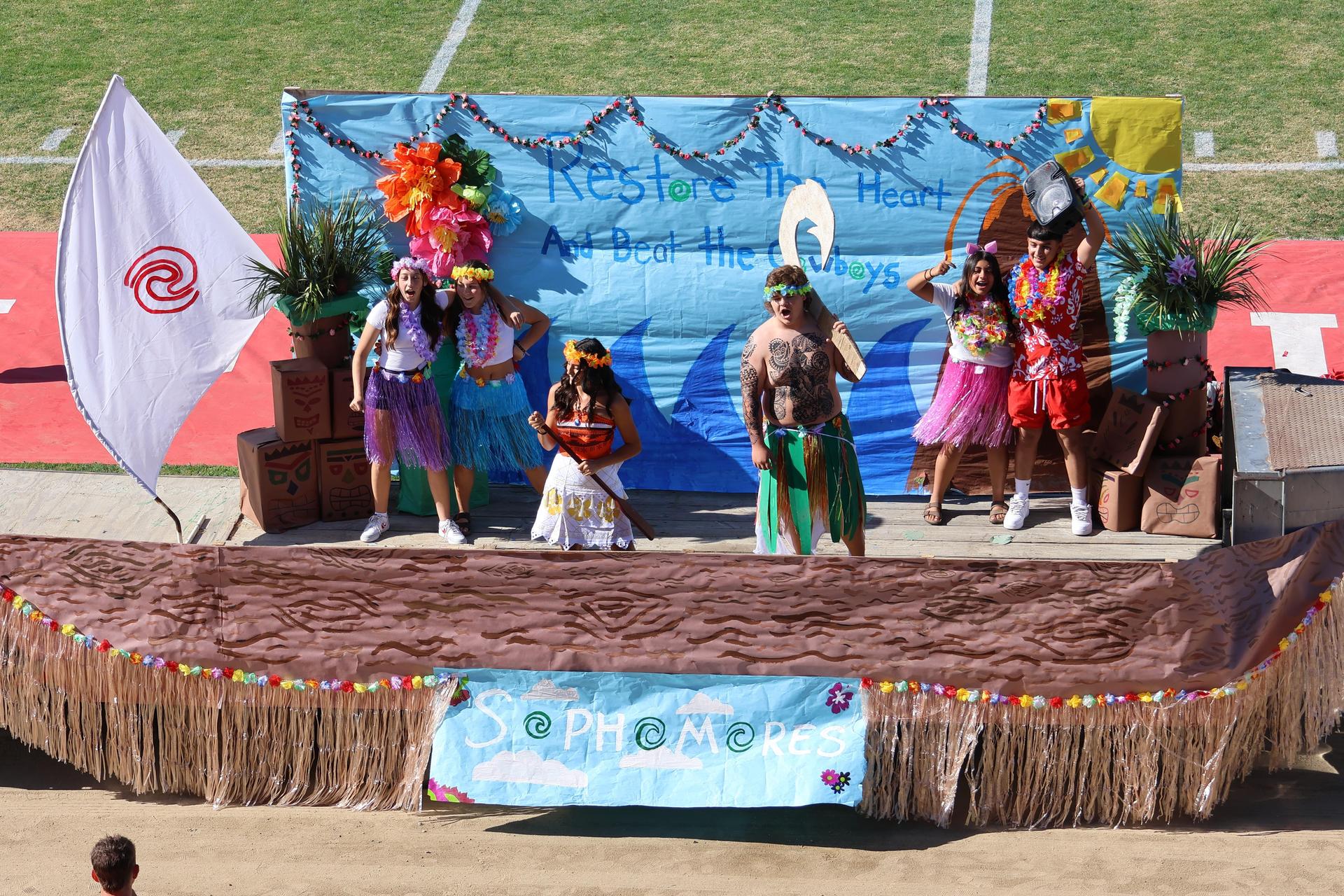 students and staff at the homecoming rally