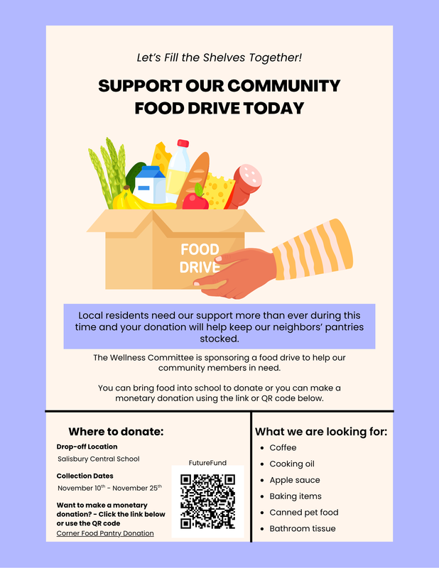 Flyer describing food drive and how to donate