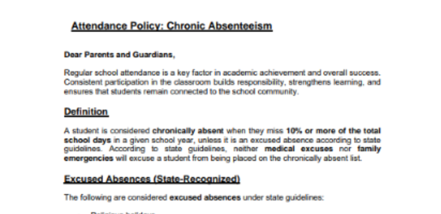 attendance policy
