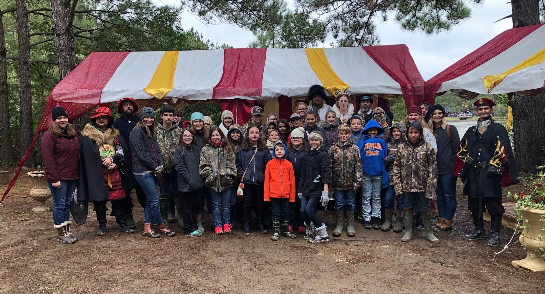 group pic of students at LA Renaissance Festival