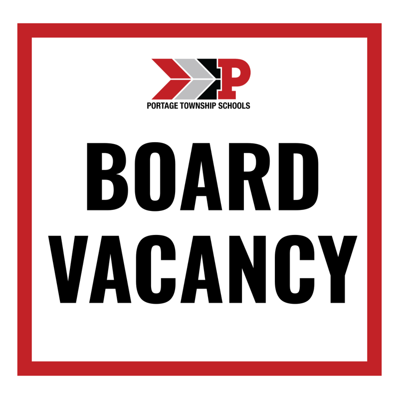 Sign displaying 'Board Vacancy' for Portage Township Schools.