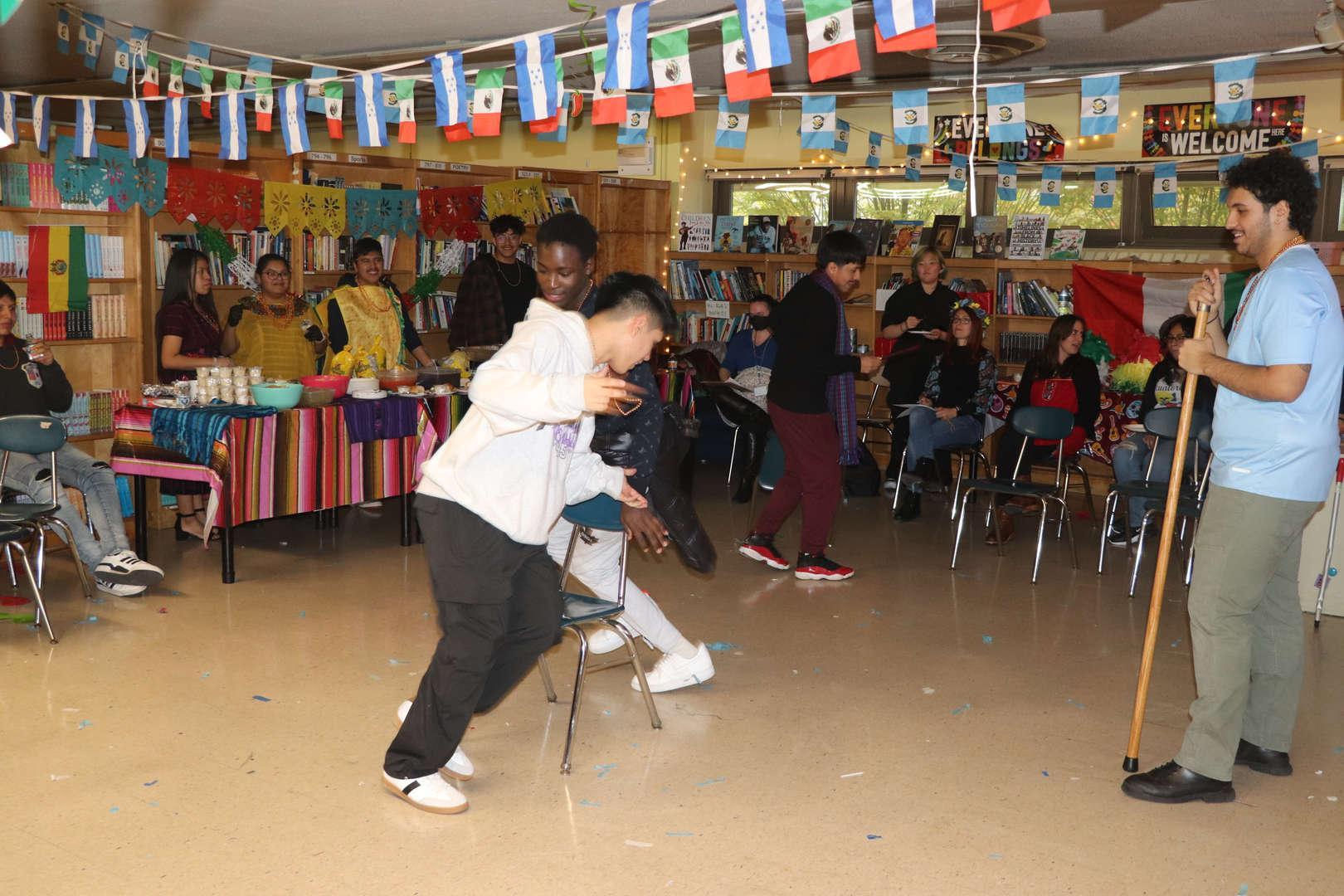 Students performing at a school event
