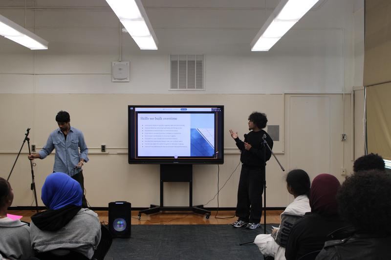 Students presenting for Bluebook Co