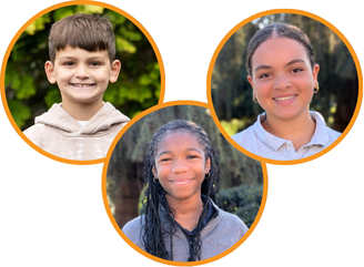 Center School students in collage style format, smiling at camera during a picture day event. 