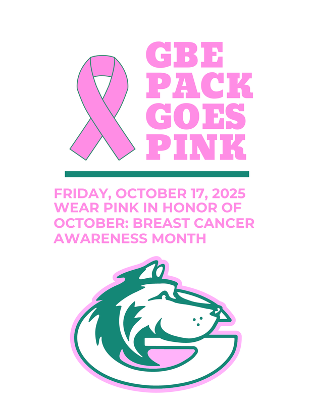Text promoting a pink event for Breast Cancer Awareness Month with a ribbon and logo.