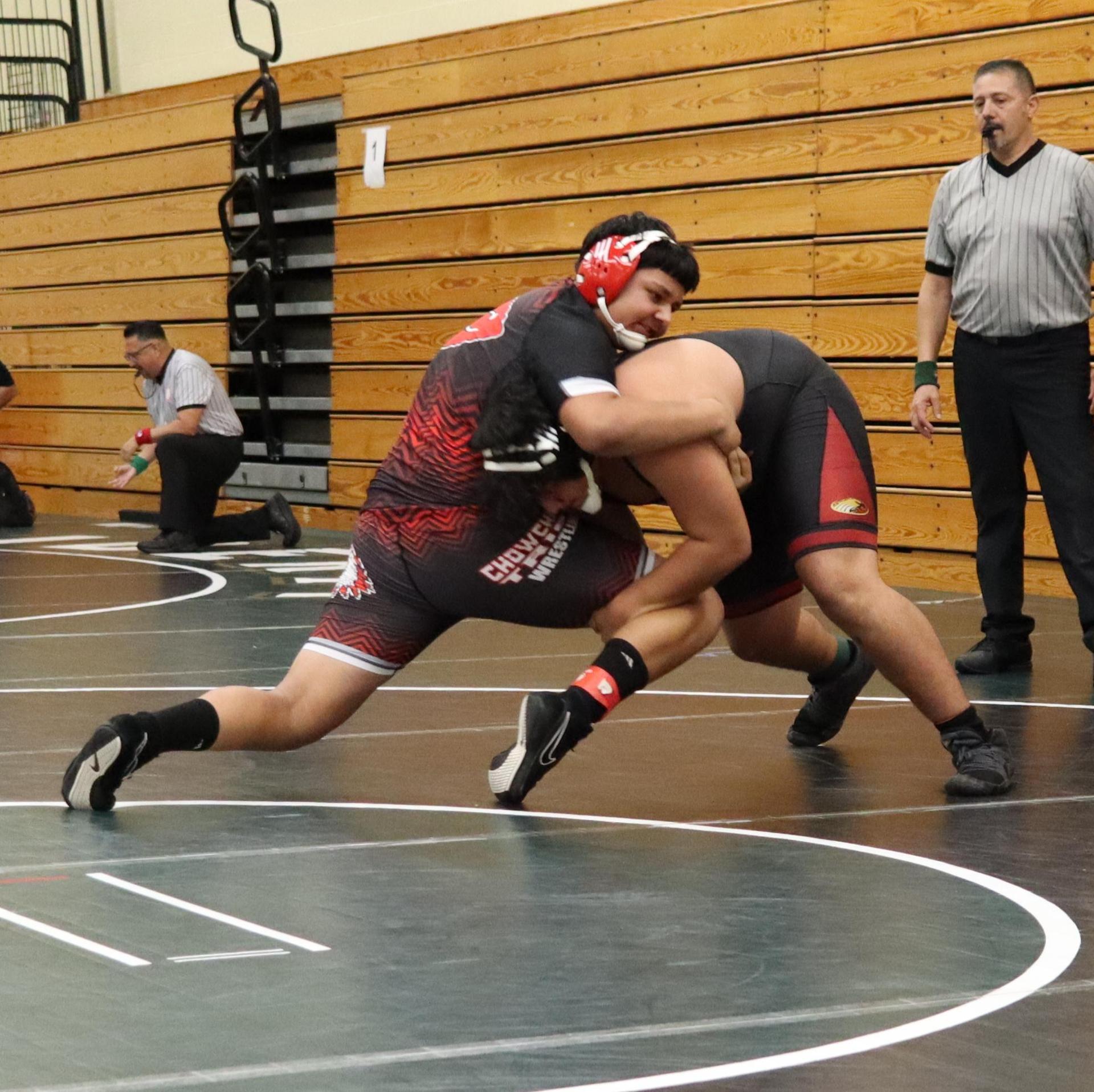 wrestlers in action at the Hawks invitational