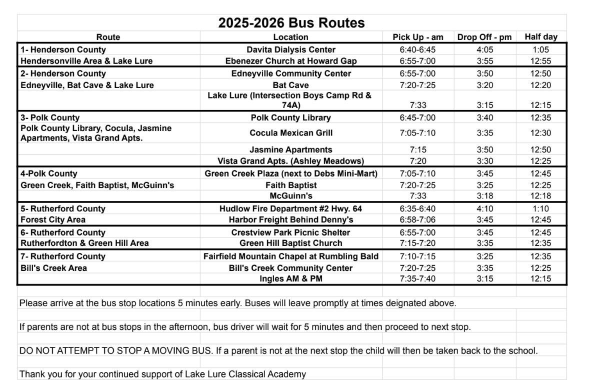2025-2026 Bus Routes
