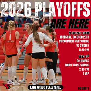 Bi District Playoffs Thursday at Cinco Ranch High School 5:30pm