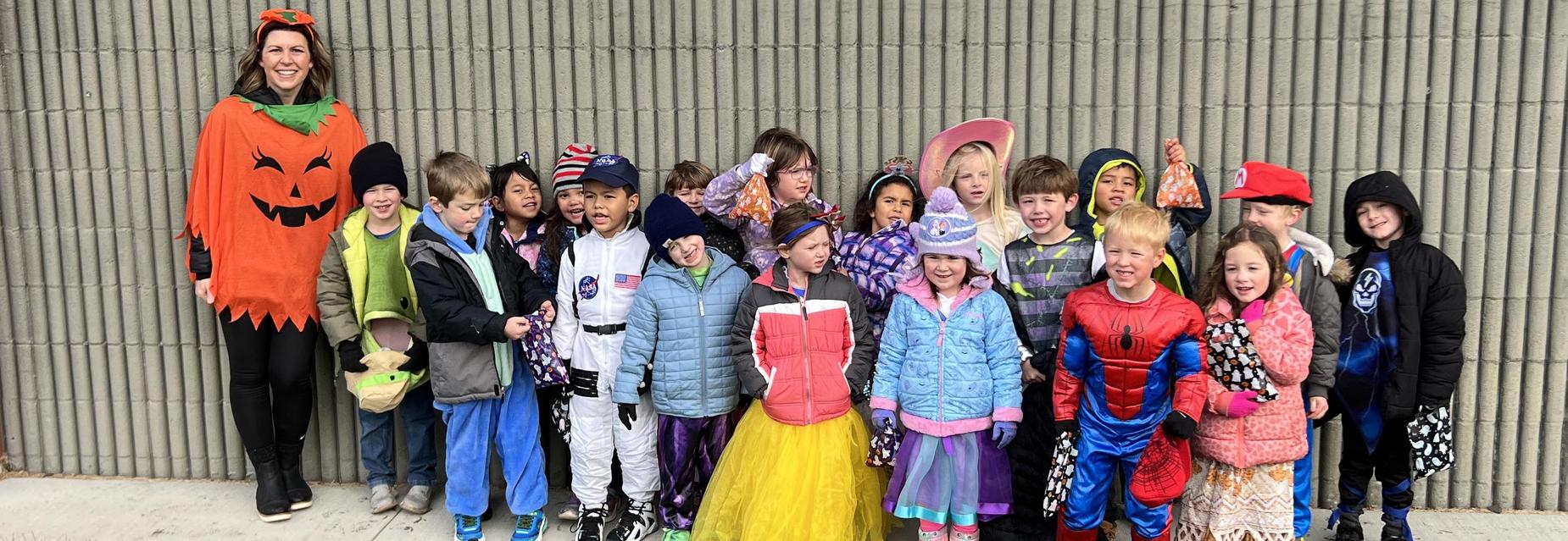 Mrs. G's class showing their Halloween spirit!