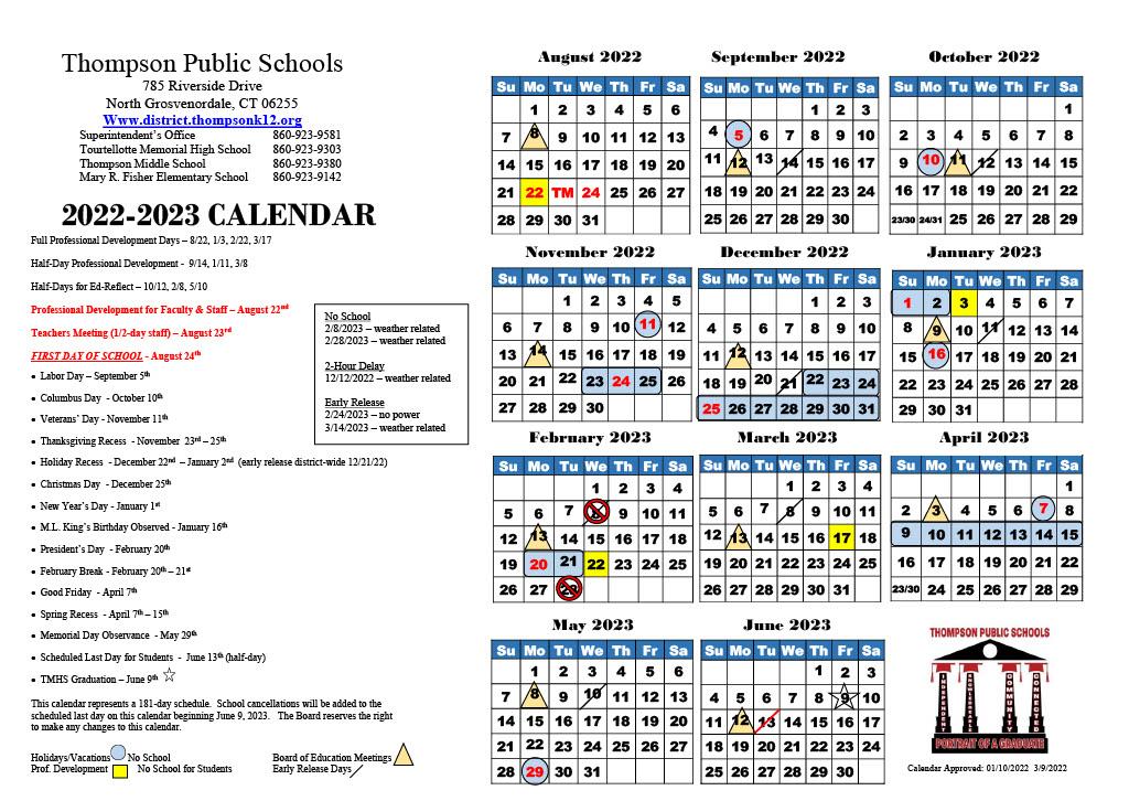 Calendar Parents Thompson Public Schools Calendar Parents Thompson Public Schools