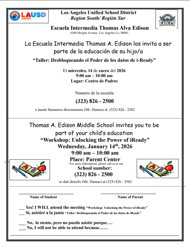 Workshop: Unlocking the Power of iReady/Taller: Desbloqueando el Poder de los datos de iReady Featured Photo