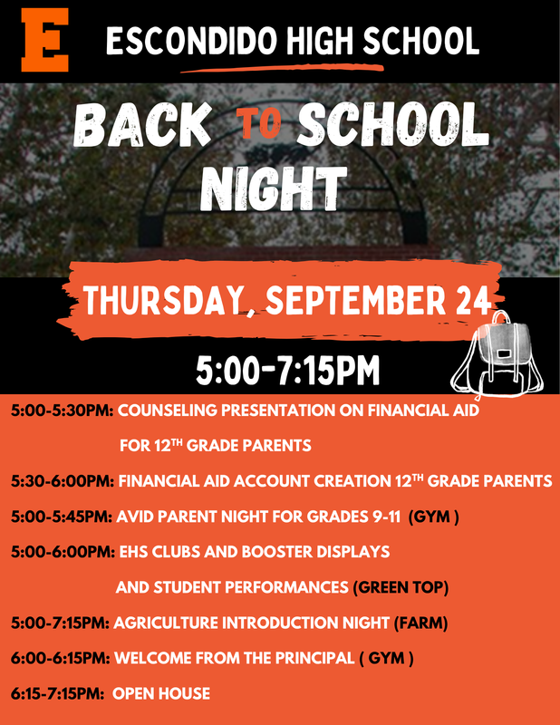 Back to School Night Agenda