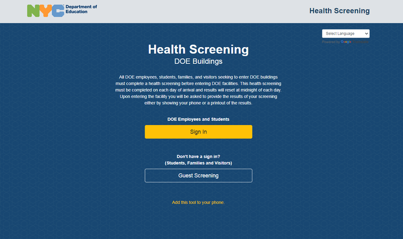 DOE HEALTH SCREENING LINK