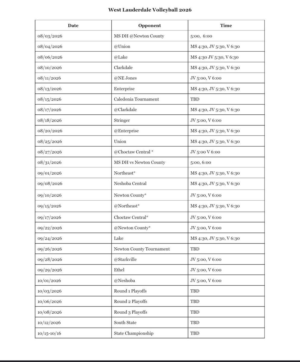 volleyball schedule