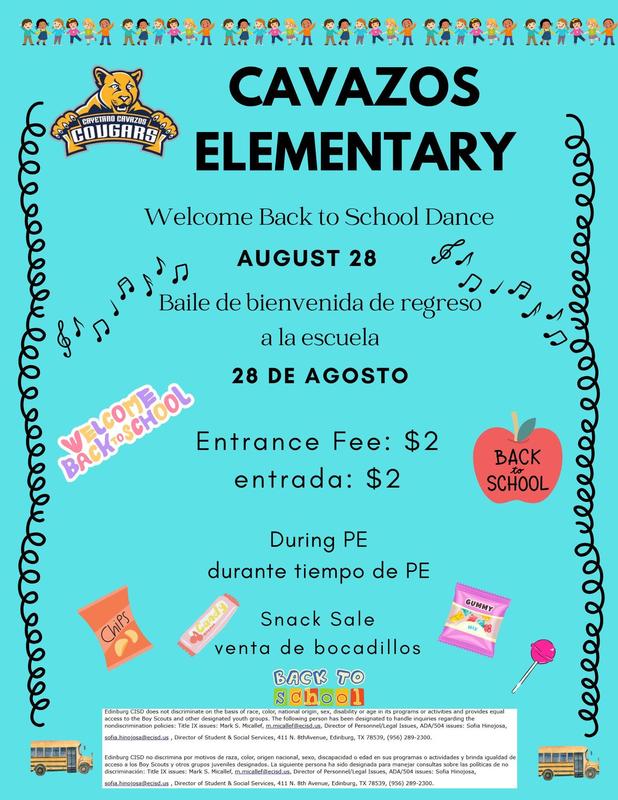 School dance Friday, August 28th during PE $2