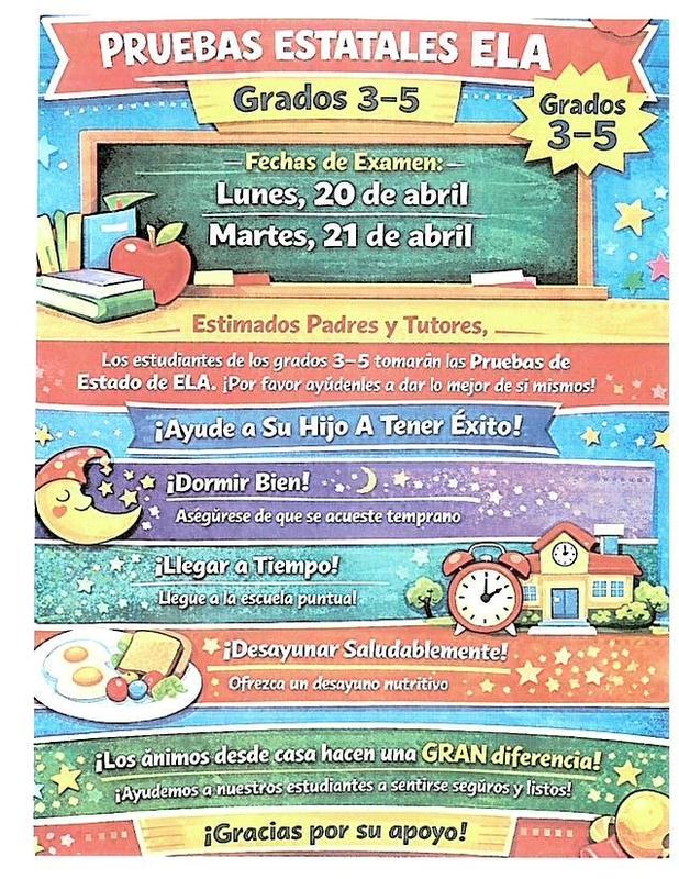 New York State ELA exam flyers. Spanish