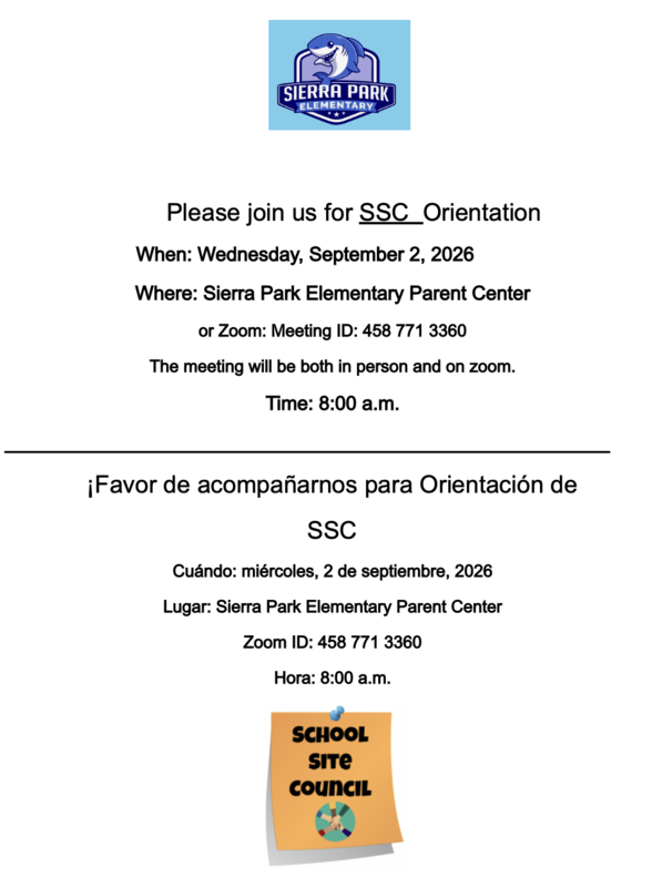 SSC Orientation English and Spanish Flyer