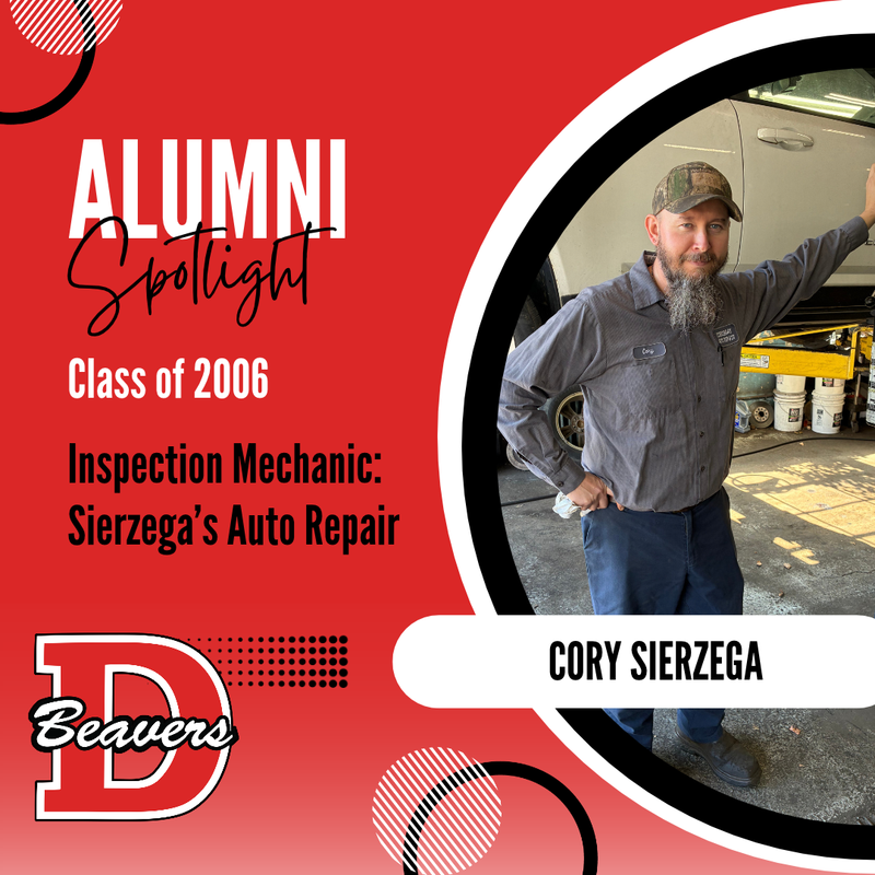 DASD Alumni Spotlight: Photo of Cory Sierzega Inspection Mechanic Class of 2006